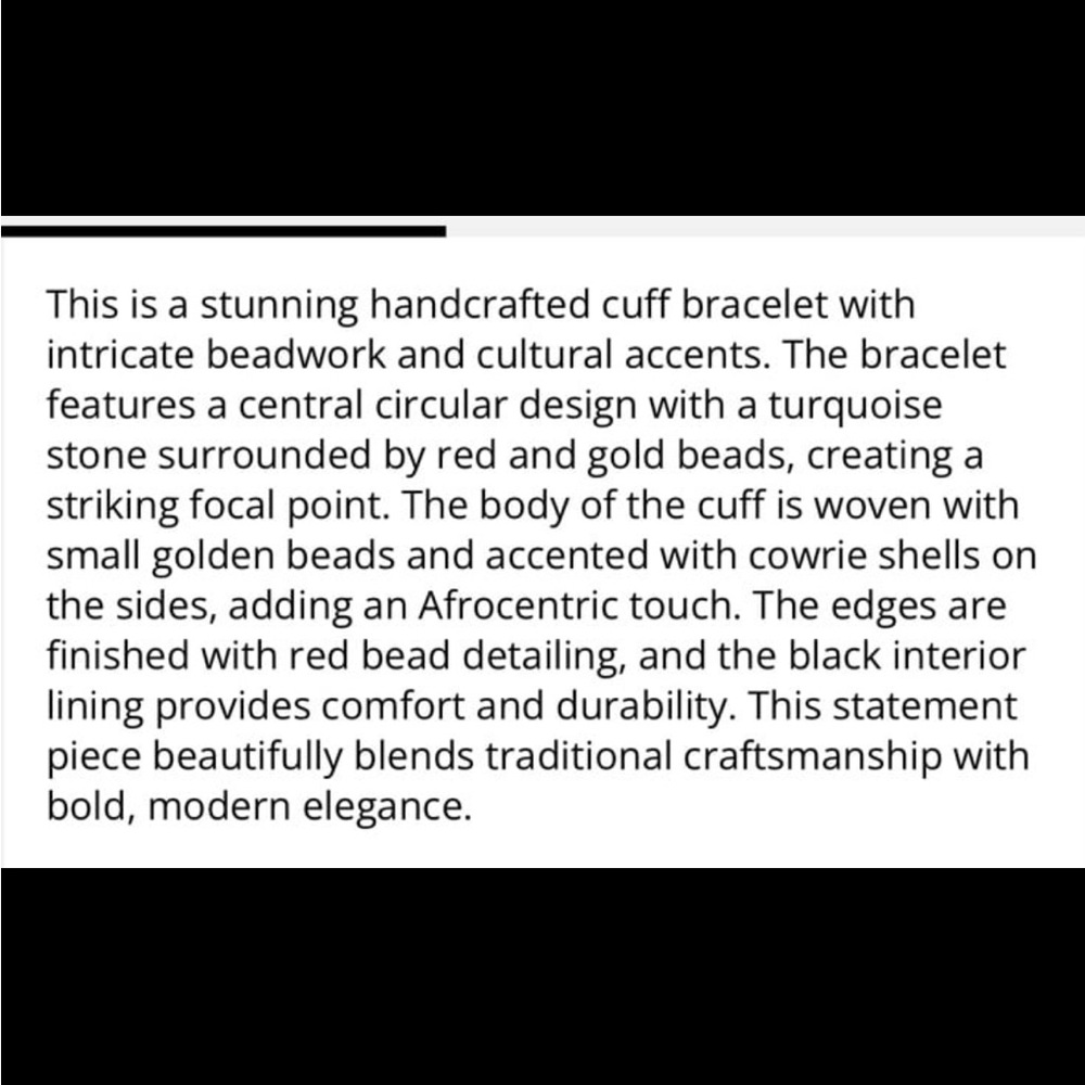 Wide tribal Beaded cuff Bracelet with Shell Accents and intracate beading - Picture 11 of 12